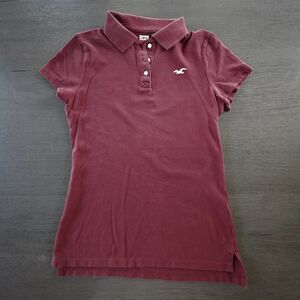 Hollister Polo Womens S Maroon VTG Y2K Embroidered Summer Stretch Cap Sleeve